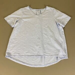 Chico's Top Women's Size 3 (US XL) Light Blue Short Sleeve Casual‎ V-Neck EUC
